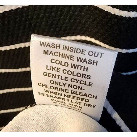 ELLE Dress Small Black White Striped Sleeveless Peter Pan Collar 32" Preowned - Picture 5 of 10